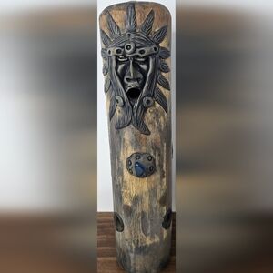 hand-carved bamboo incense holder, Native relief art